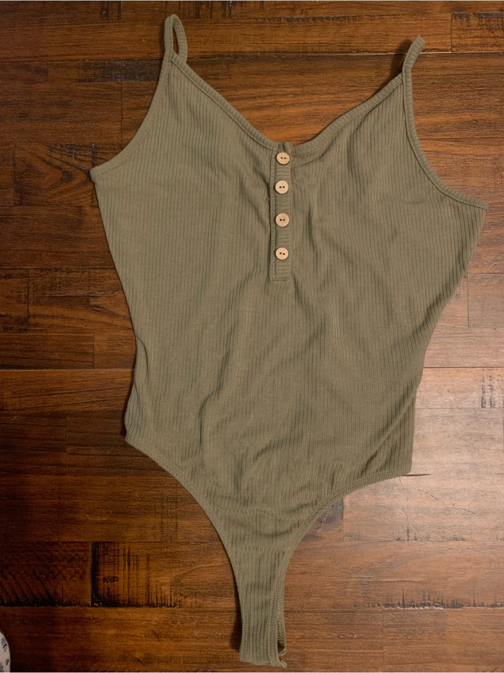 Ribbed Olive Green One-Piece Tank Bodysuit